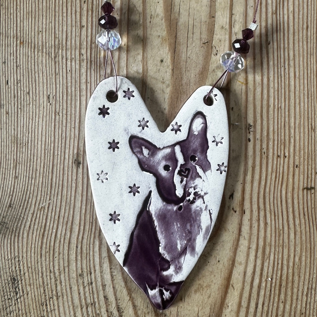 French Bull Dog Heart Decoration