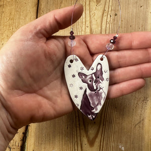 French Bull Dog Heart Decoration